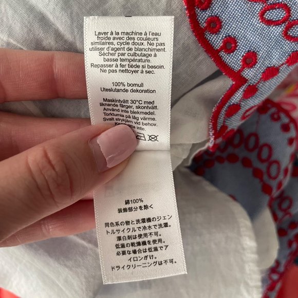 Vineyard Vines Blue Chambray Embroidered Flounce Pull On Skirt Med Cotton - Picture 11 of 12